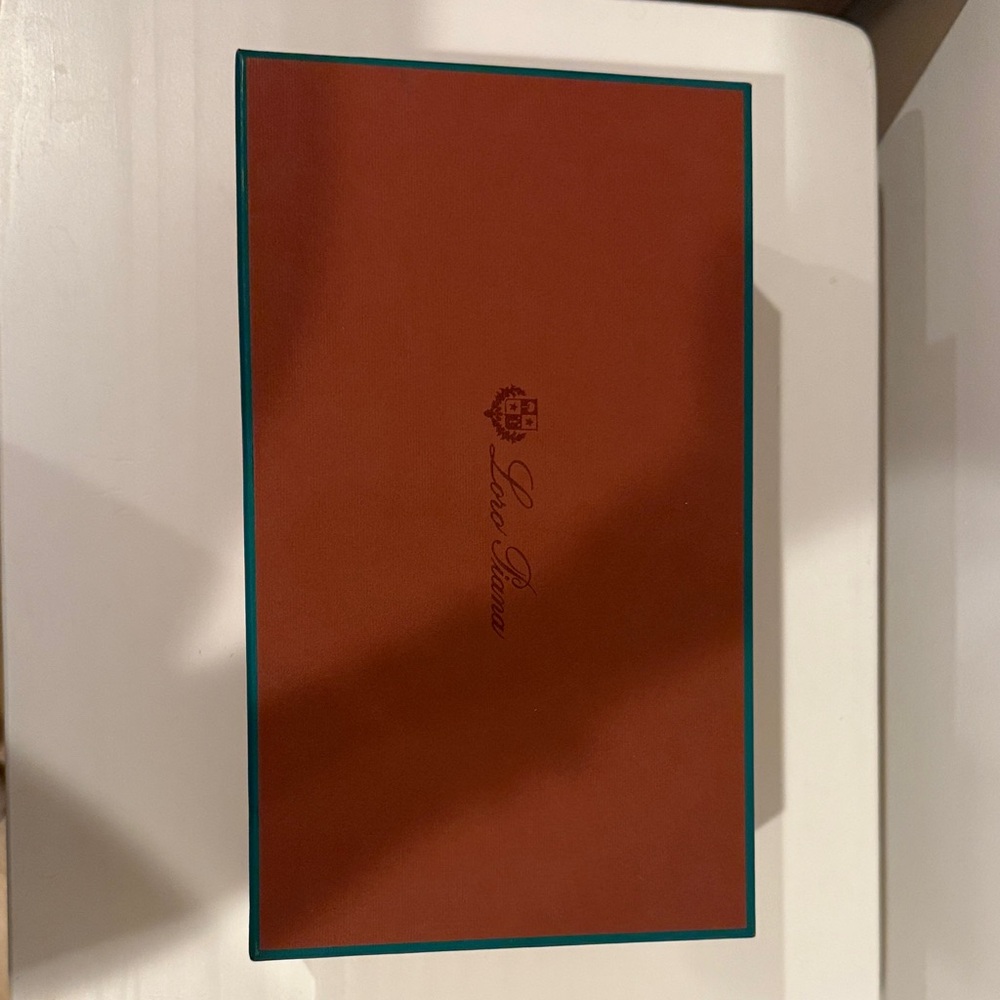 100% Authentic Loro Piana Terra Cotta Shoe Box with Teal Accents